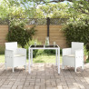 Cadeiras de Jardim com Almofadas 2 pcs Rattan Branco 3