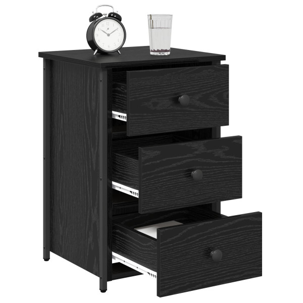 Mesita de Noche de Roble Negro Roble Negro MDF. Metal Compacta M 3