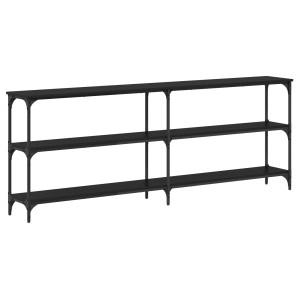 Mesa Consola Roble Negro 200x29x75 cm Madera Elaborada H