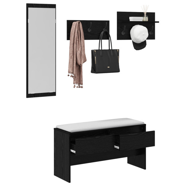 Conjunto de Muebles para Pasillo de 4 Piezas de en Madera de Roble Negro M 3