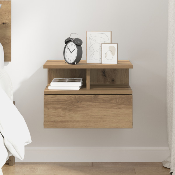 Mesita de Noche Flotante Roble Artesanal 40x31x27 cm Madera Manufacturada M 5