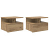 Mesitas de Noche Flotantes 2 pcs Roble Artesanal 40x31x27 cm Madera Elaborada 4