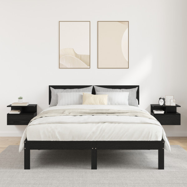 Mesitas de Noche Flotantes 2 pcs Roble Negro 40x31x27 cm Madera Elaborada D