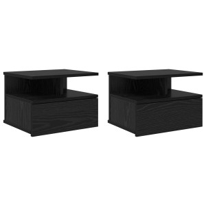 Mesas de Cabeceira Flutuantes 2 pcs Carvalho Preto 40x31x27 cm Madeira de Engenharia H