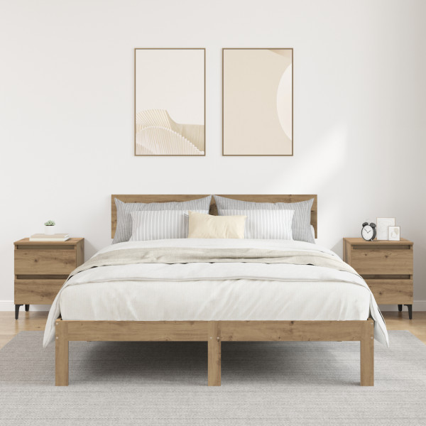 Armarios de Cama 2 pcs Roble Artesanal 40x35x50 cm Madera Ingenierizada D