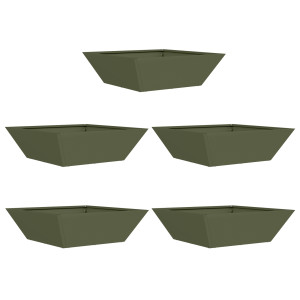 Conjunto de 5 Cachepots de Jardim Verde-Azeitona da . medindo 50x50x15 cm de aço. H