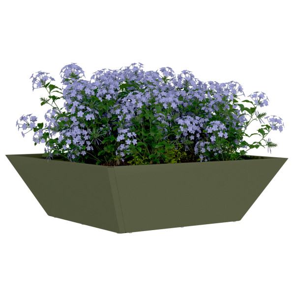 Conjunto de 5 Cachepots de Jardim Verde-Azeitona da . medindo 50x50x15 cm de aço. M 3