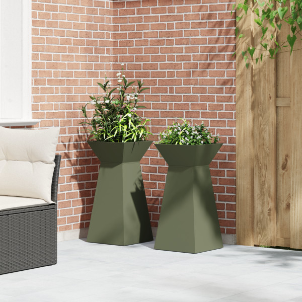 Juego de Soportes para Plantas Verde Oliva Metal 35 x 35 x 73 cm M 5