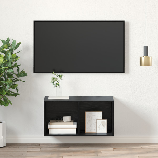 Mueble para TV montado en la pared Roble Negro 37x37x72 cm Madera Técnica M 5