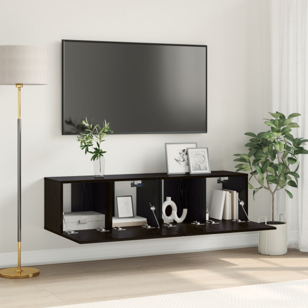 Set de Mueble de TV Roble Negro Madera elaborada Pequeño D