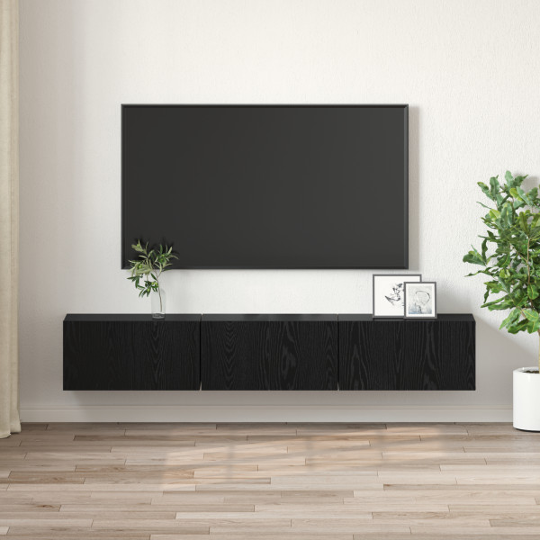 Conjunto de Cabinete para TV Roble Negro Madera Elaborada Mediano M 5