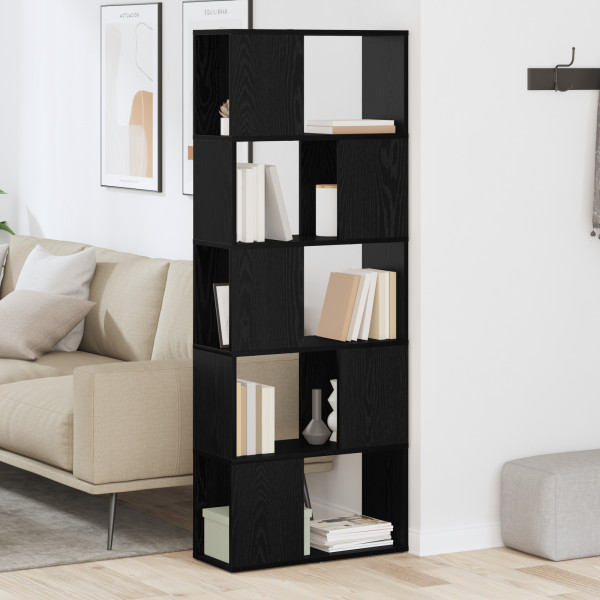 Estante Carvalho Preto Madeira engenharia 60 x 24 x 155 cm M 5