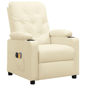 Sillón de masaje eléctrico cuero sintético crema H