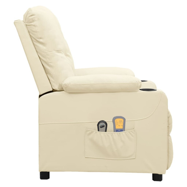 Poltrona de massagens elétrica couro artificial cor creme M 4