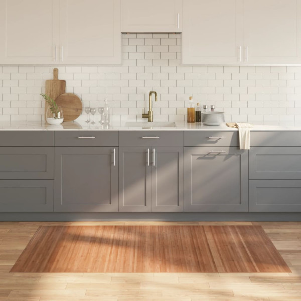 Alfombra rectangular bambú color natural 100x200 cm D