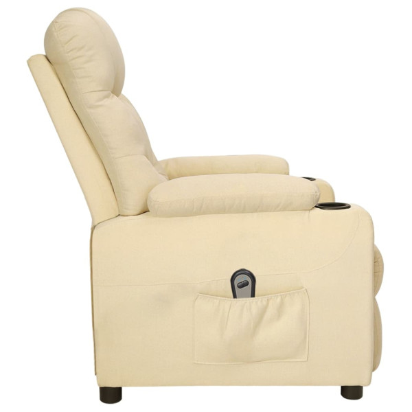 Sillón reclinable eléctrico de tela crema M 4