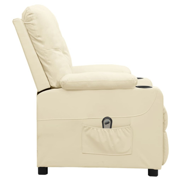 Sillón reclinable eléctrico de cuero sintético crema M 4