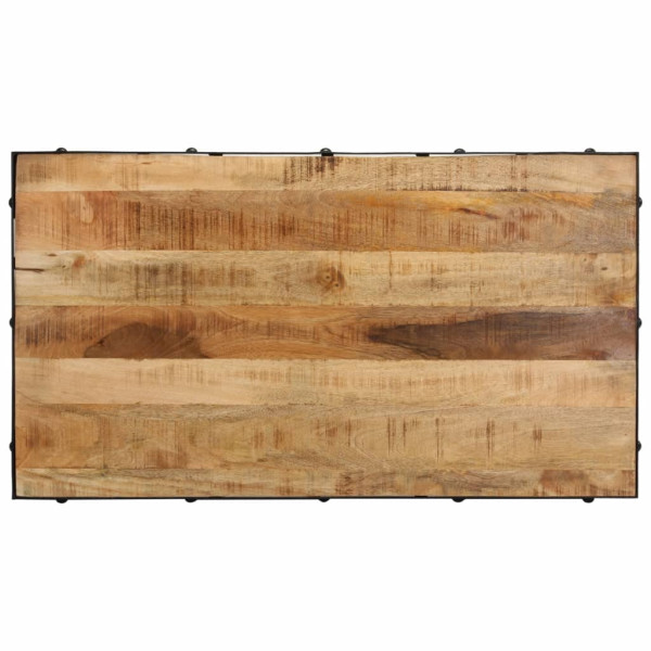 Mesa de centro con ruedas madera maciza de mango 100x55x26 cm M 4