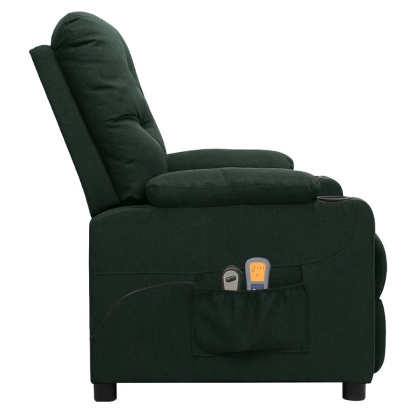 Sillón de masaje eléctrico tela verde oscuro M 4