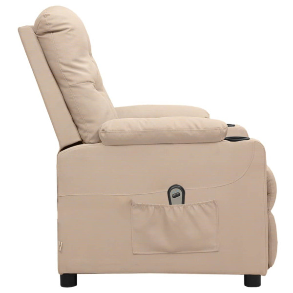 Sillón reclinable eléctrico de tela crema M 4