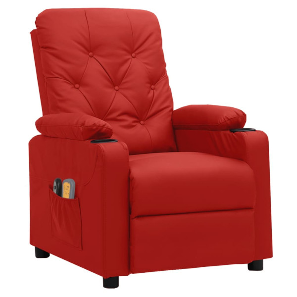 Sillón de masaje eléctrico cuero sintético rojo tinto M 2