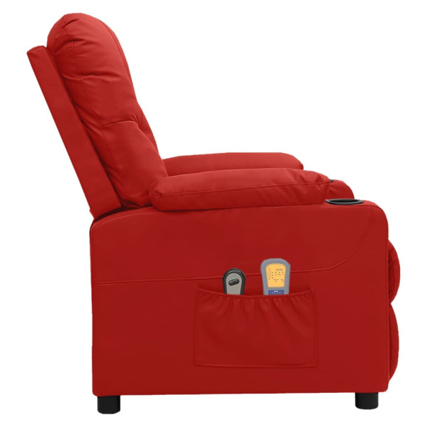 Poltrona de massagens elétrica couro artificial vermelho tinto M 4