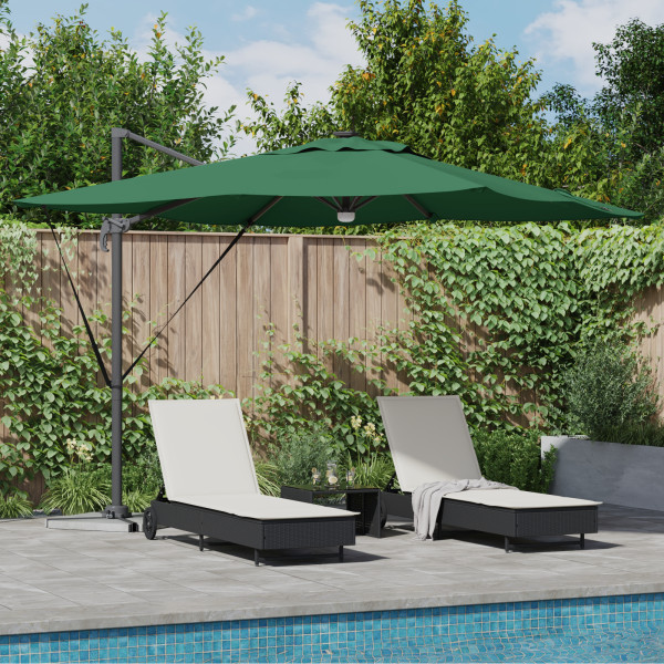 Parasol Cantilever Roma con LEDs Verde 286x285x270 cm Aluminio D