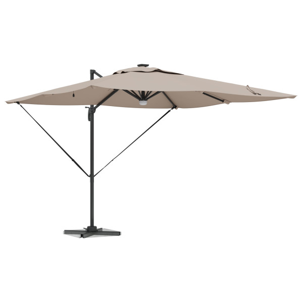 Guarda-sol Cantilever Roma com LEDs em Taupe 286x285x270 cm Alumínio M 3
