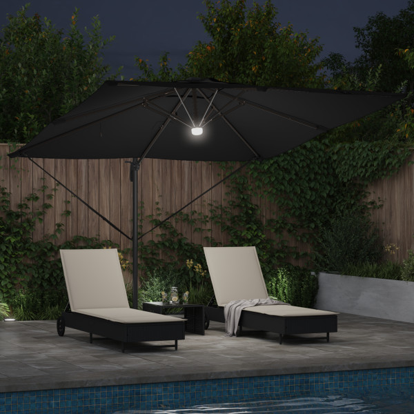 Paraguas Cantilever Roma con LEDs Negro 286x285x270 cm Aluminio M 4