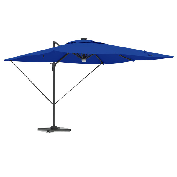 Paraguas Cantilever Roma con LEDs Azul Azur 286x285x270 cm Aluminio M 3