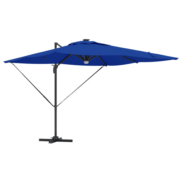 Paraguas Cantilever Roma con LEDs Azul Azur 286x285x270 cm Aluminio M 4