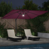 Parasol Cantilever Roma com LEDs Vermelho Bordeaux 286x285x270 cm em Alumínio 5