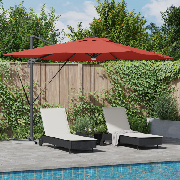 Parasol Cantilever Roma con LEDs Terracota 286x285x270 cm Aluminio D