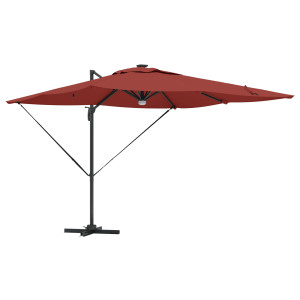 Parasol Cantilever Roma da com LEDs Terracota 286 x 285 x 270 cm em Alumínio H