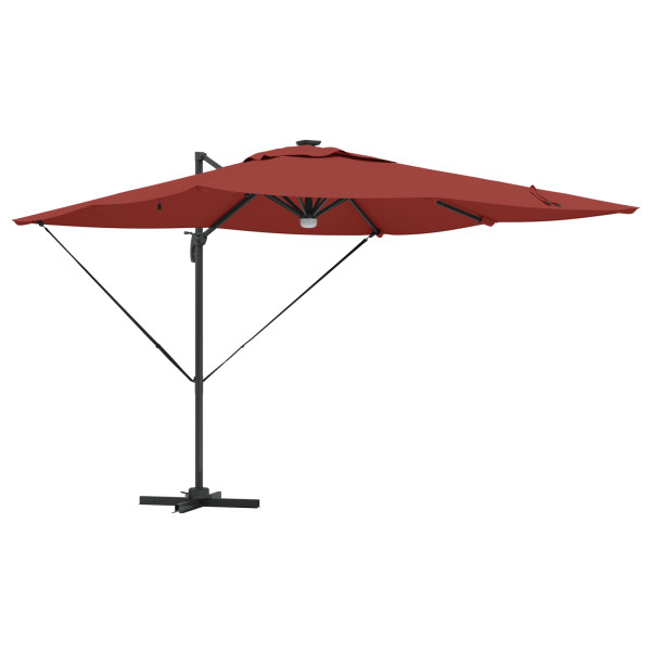 Parasol Cantilever Roma da com LEDs Terracota 286 x 285 x 270 cm em Alumínio M 3
