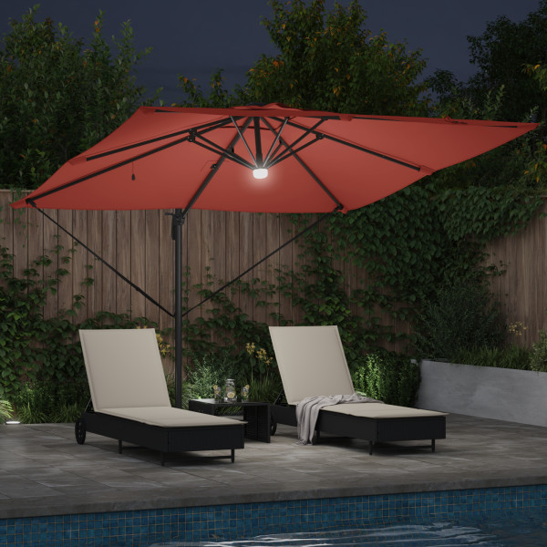 Parasol Cantilever Roma con LEDs Terracota 286x285x270 cm Aluminio M 4