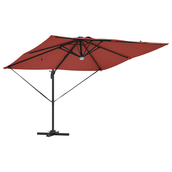 Parasol Cantilever Roma da com LEDs Terracota 286 x 285 x 270 cm em Alumínio M 5