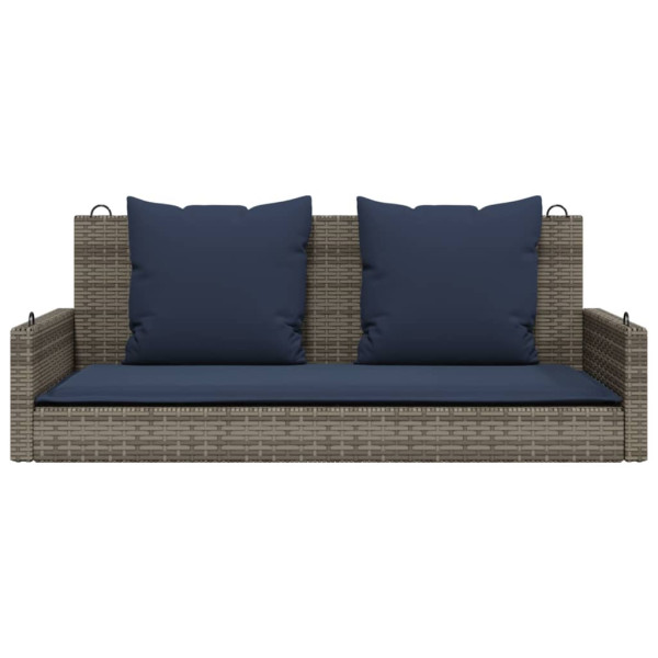 Banco de balanço com almofadas cinza 119x56x48 cm vime sintético M 4