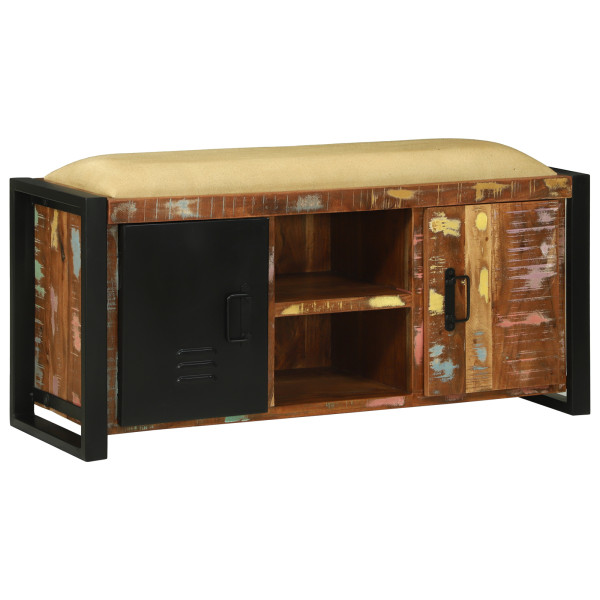 Banco de Madera Sólida Multicolor 100x35x50 cm Recuperada M 3