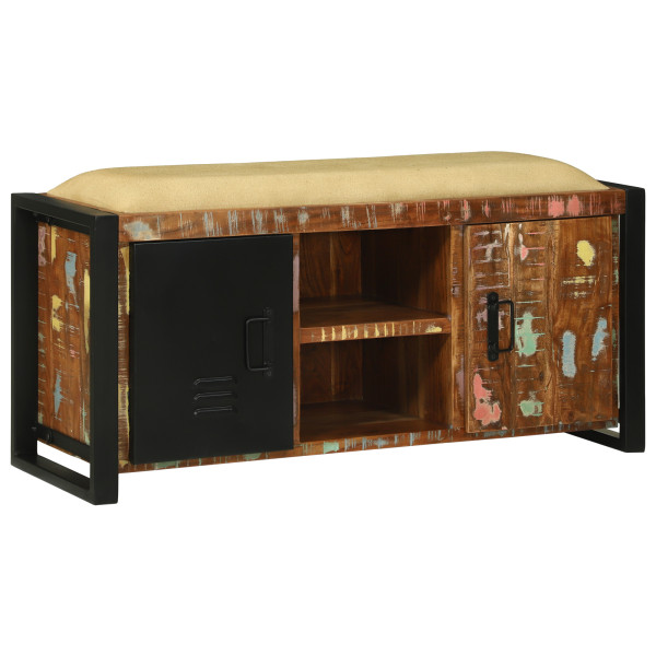 Banco de Madera Sólida Multicolor 100x35x50 cm Recuperada M 4