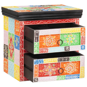 Cabinet de Noche Multicolor 40x30x40 cm Madera Sólida Mango H