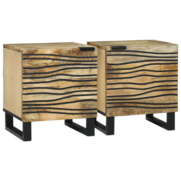 Cabinetes de noche 2 pcs 40x33.5x46 cm Madera maciza de mango M 2