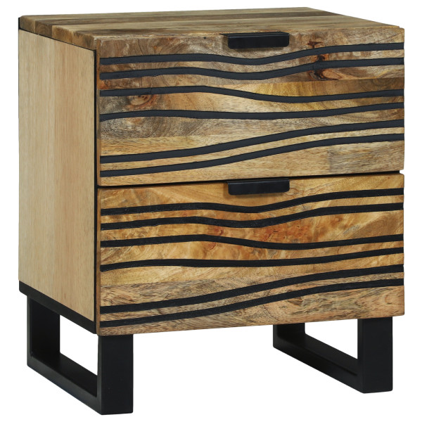 Cabinete de Noche 40x33.5x46 cm de Madera Maciza de Mango y Madera Ingenierizada D