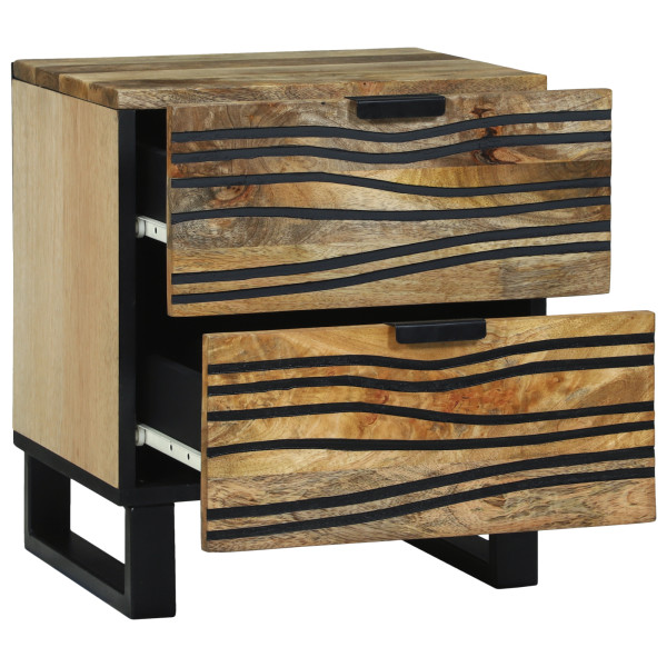 Cabinete de Noche 40x33.5x46 cm de Madera Maciza de Mango y Madera Ingenierizada M 3