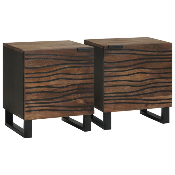 Armarios de Noche 2 pcs 40x33.5x46 cm Madera Maciza de Mango D