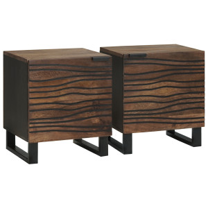 Armarios de Noche 2 pcs 40x33.5x46 cm Madera Maciza de Mango H