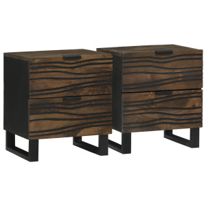 Mesas de Noche 2 pcs 40x33.5x46 cm Madera Maciza de Mango H
