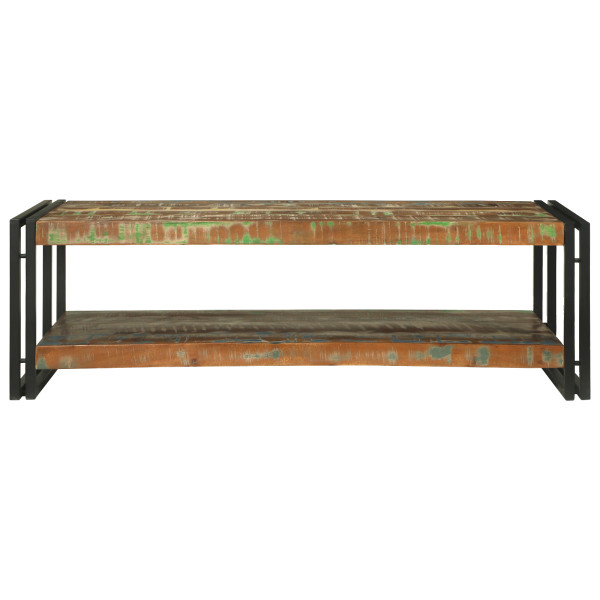 Mesa de Café Multicolor 120x50x38 cm Madeira Sólida Recuperada M 4