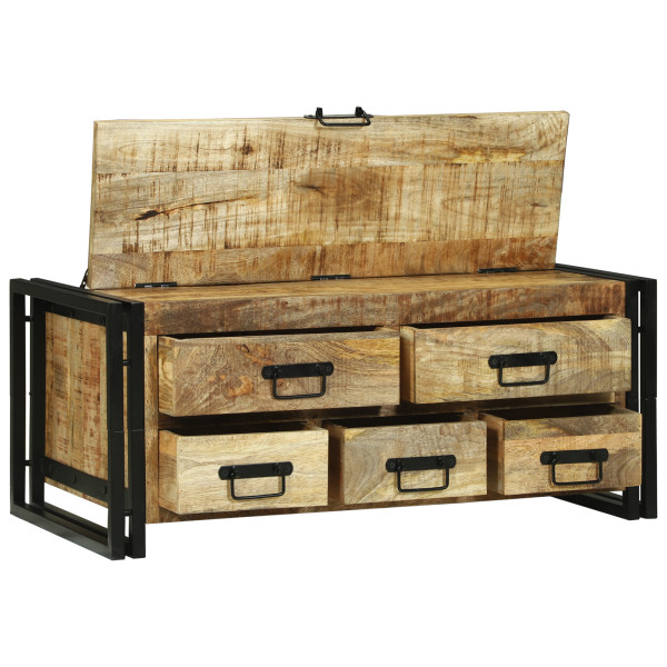 Mesa de Café 90x50x38 cm Madera Maciza de Mango Rugoso M 4