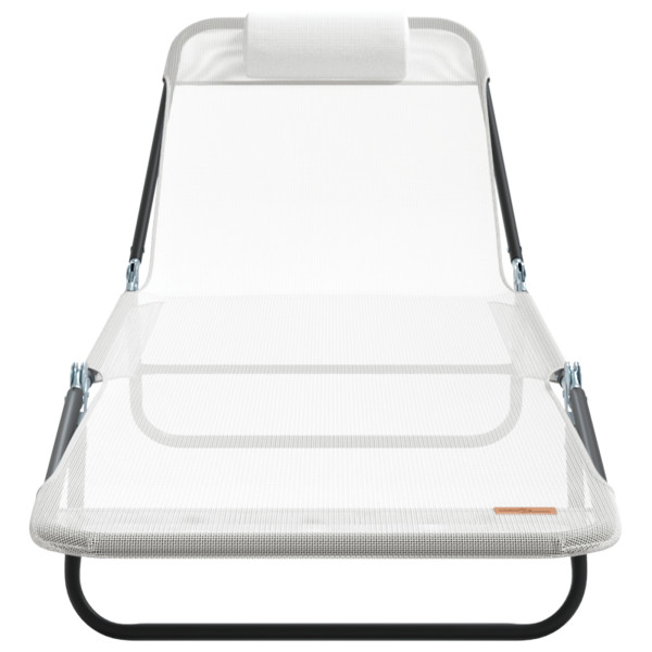 Tumbona plegable con reposacabezas Crema Textilene M 5